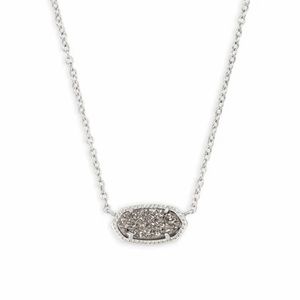 Elisa Silver Pendant necklace in Platinum Drusy
